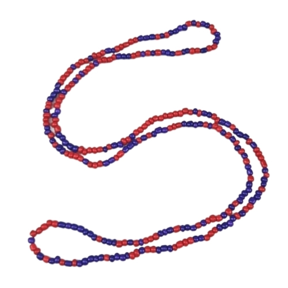 Necklace Beaded Red and Blue